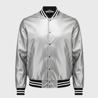 Mens Silver Varsity Jackets