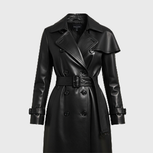 Women Black Leather Trench Coats