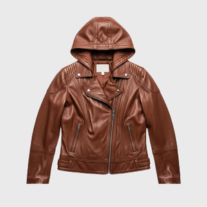 Womens Brown Hooded Leather Jackets