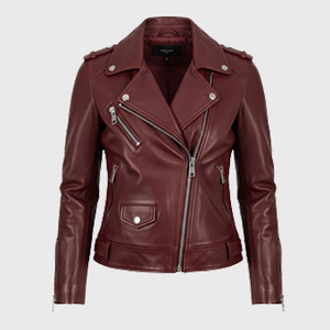 Womens Burgundy Biker Leather Jackets