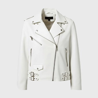 Womens White Biker Leather Jackets