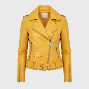 Womens Yellow Biker Leather Jackets