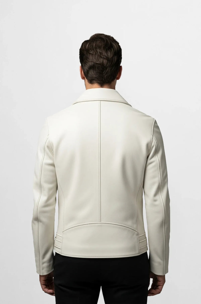 White Leather Biker Jacket