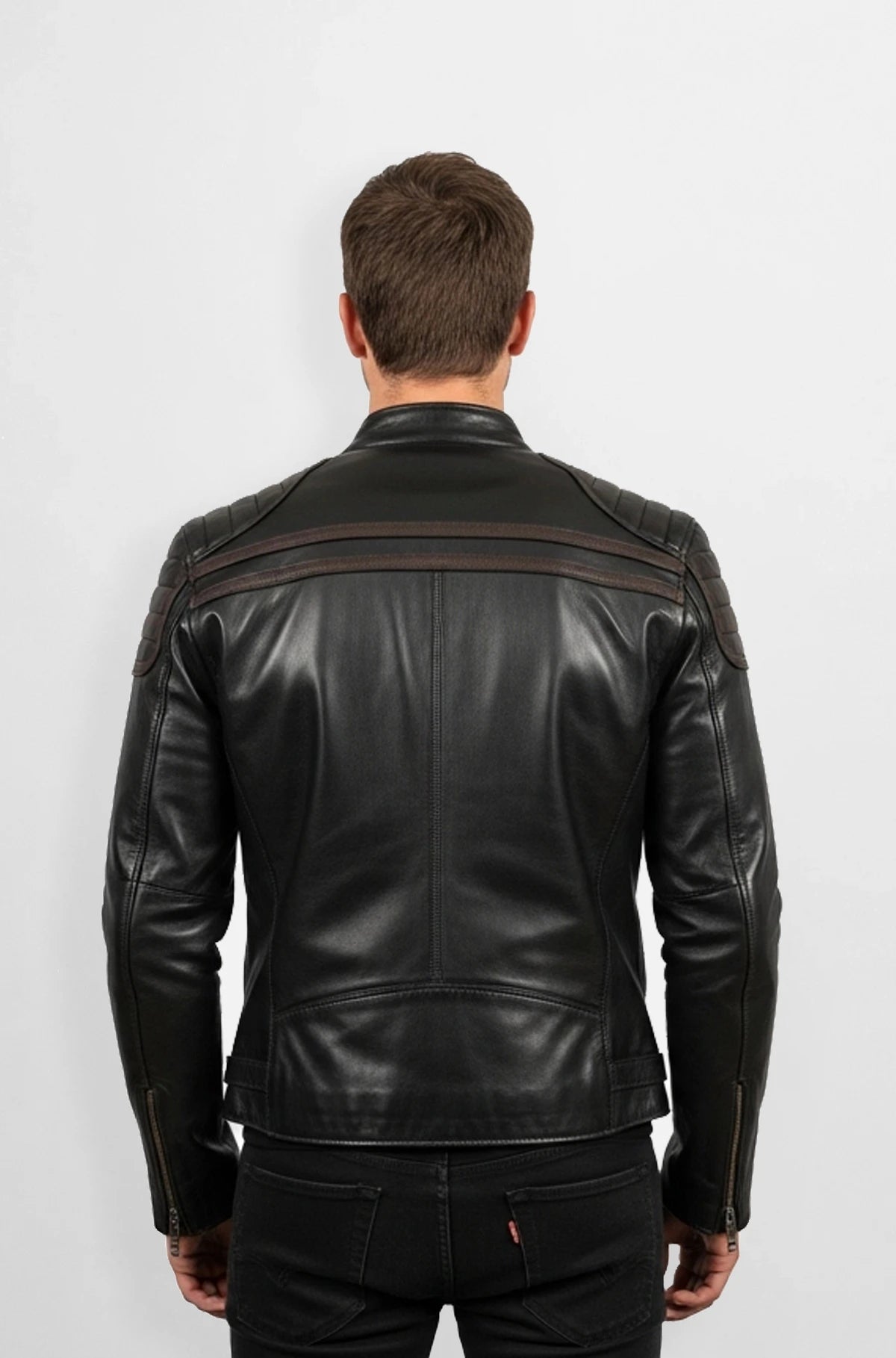 Black Quilted Biker Leather Jacket