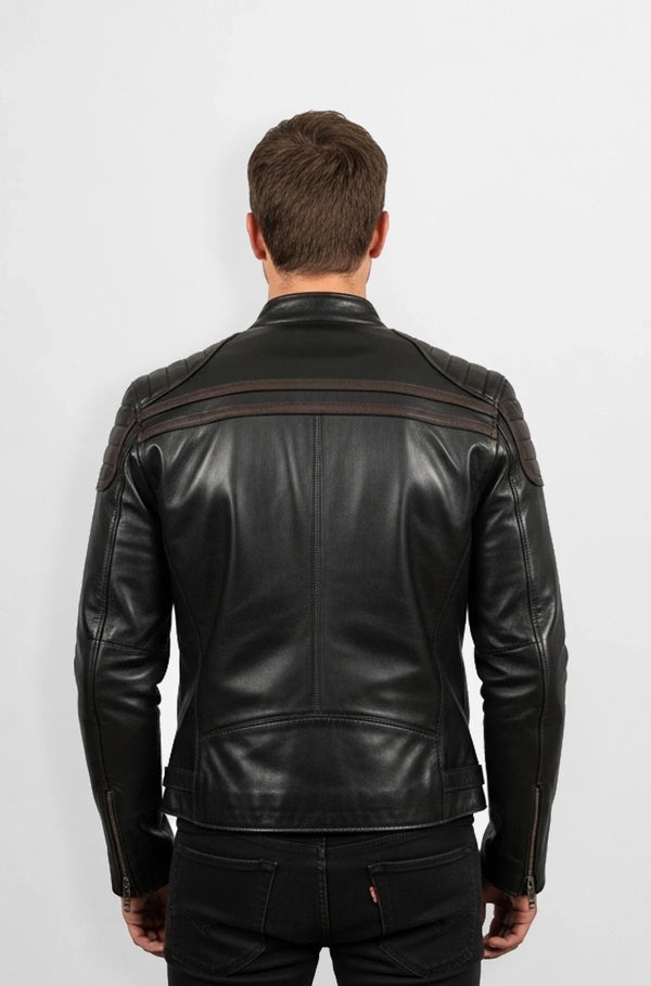 Black Quilted Biker Leather Jacket