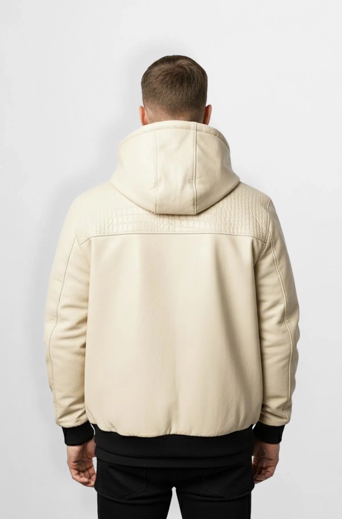 Blizzard Croc Embossed Leather Hoodie Jacket