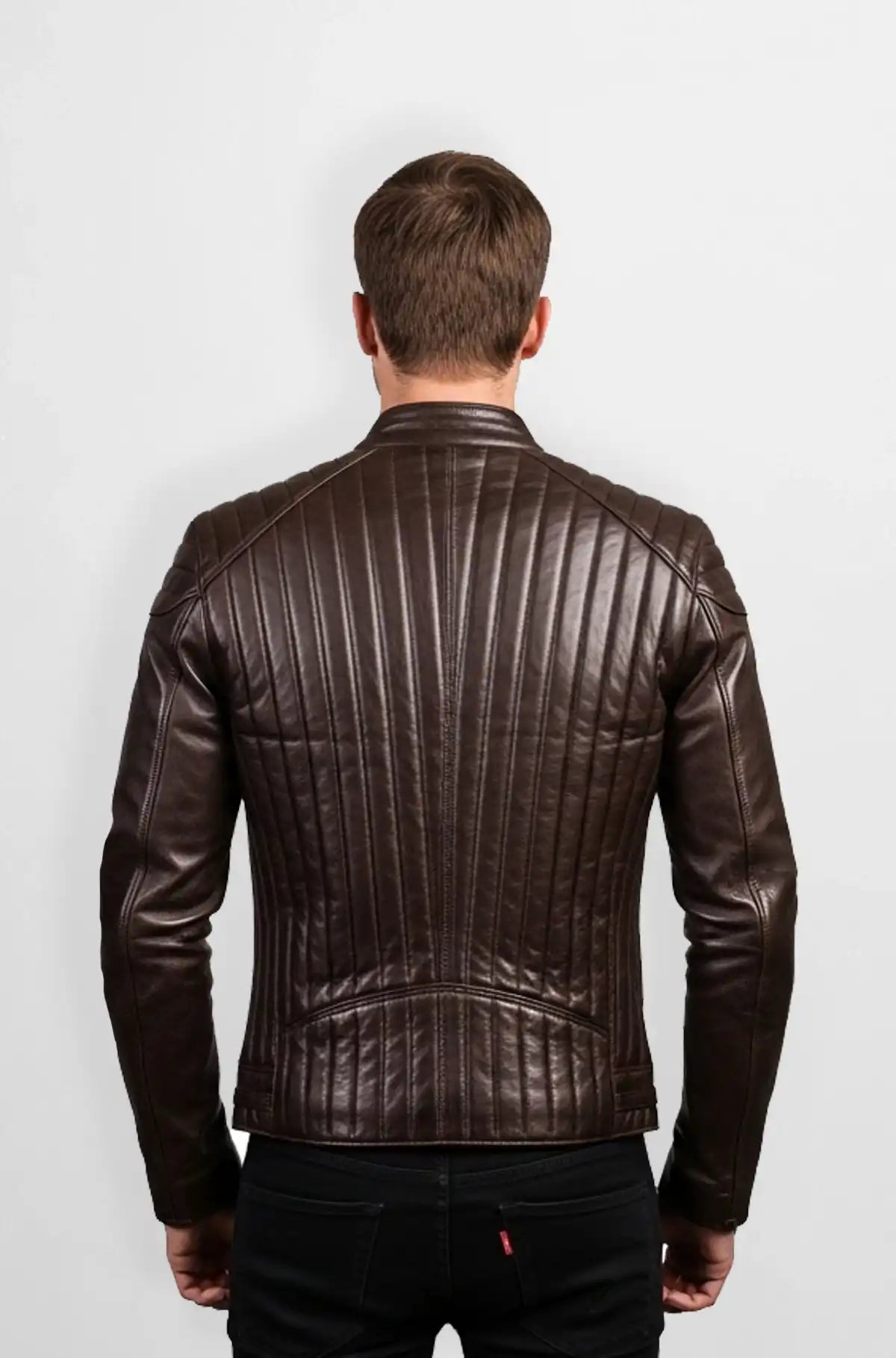 Dark Brown Quilted Leather Jacket