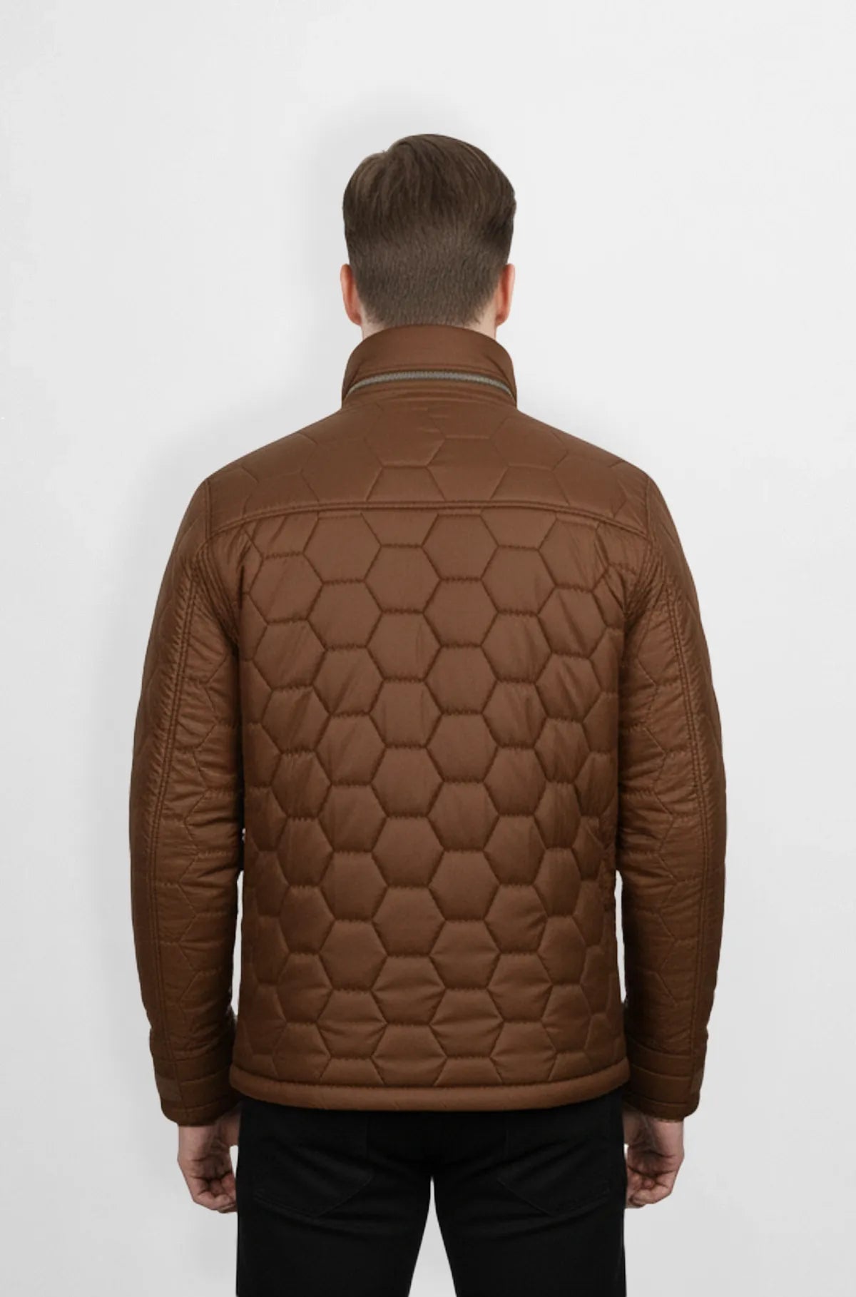 Brown Quilted Puffer Jacket Back view