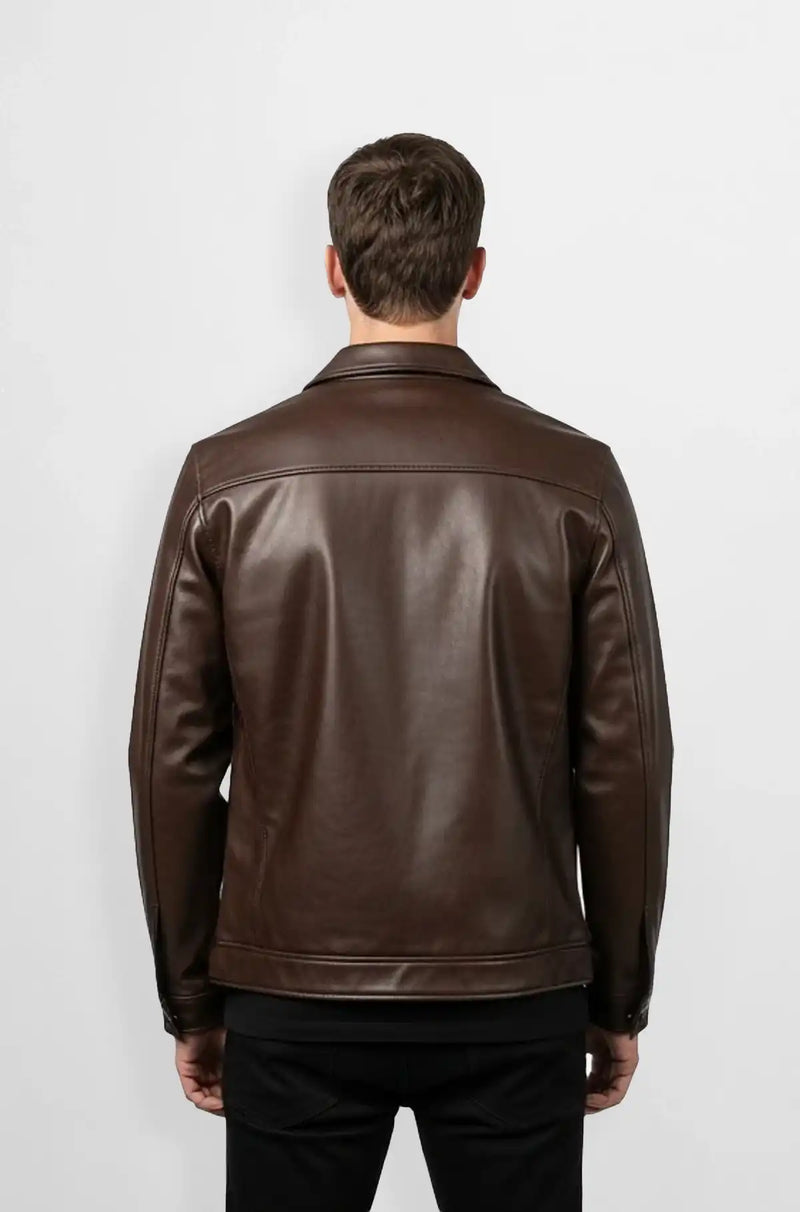 Brownstone Blade Leather Shirt Jacket back view