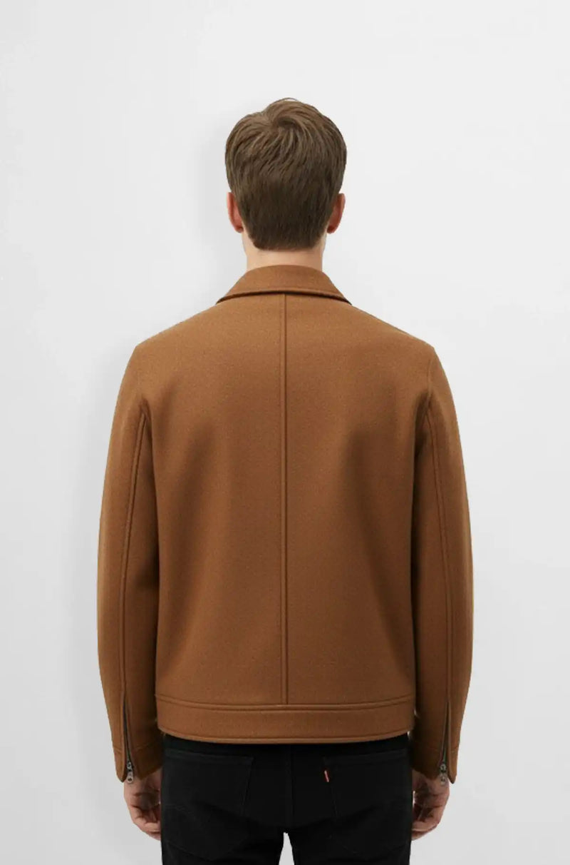 Camel Brown bomber leather jacket