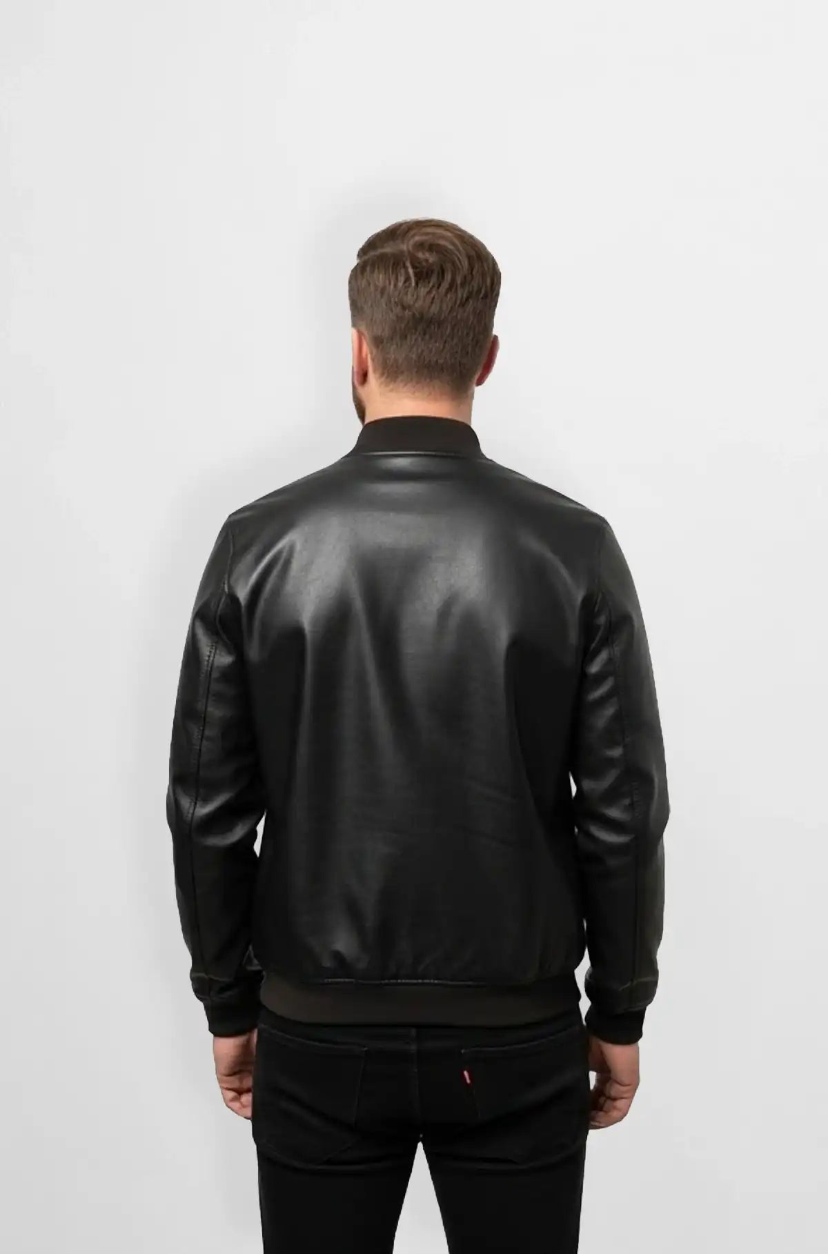 Classic Black Bomber Leather Jacket