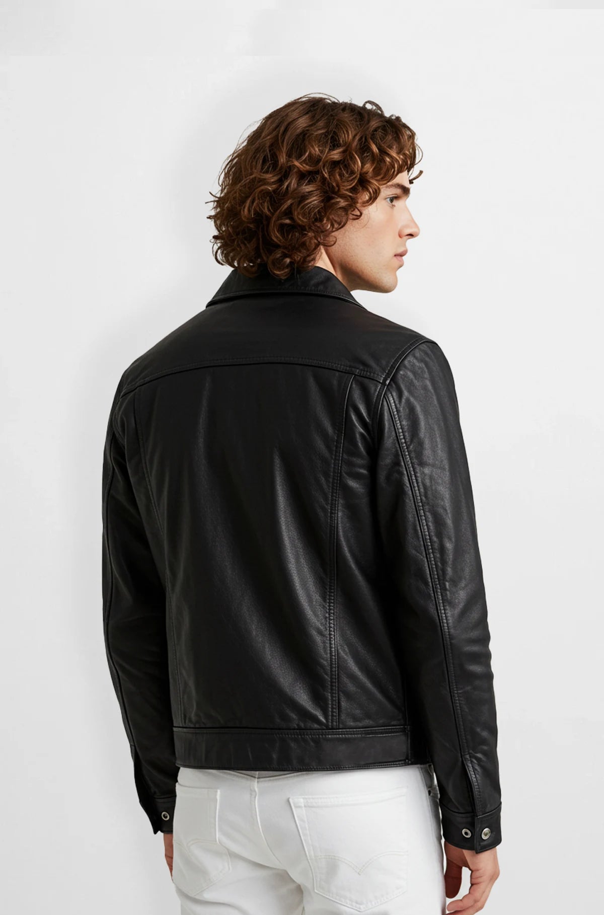 Classic Black Trucker Leather Jacket