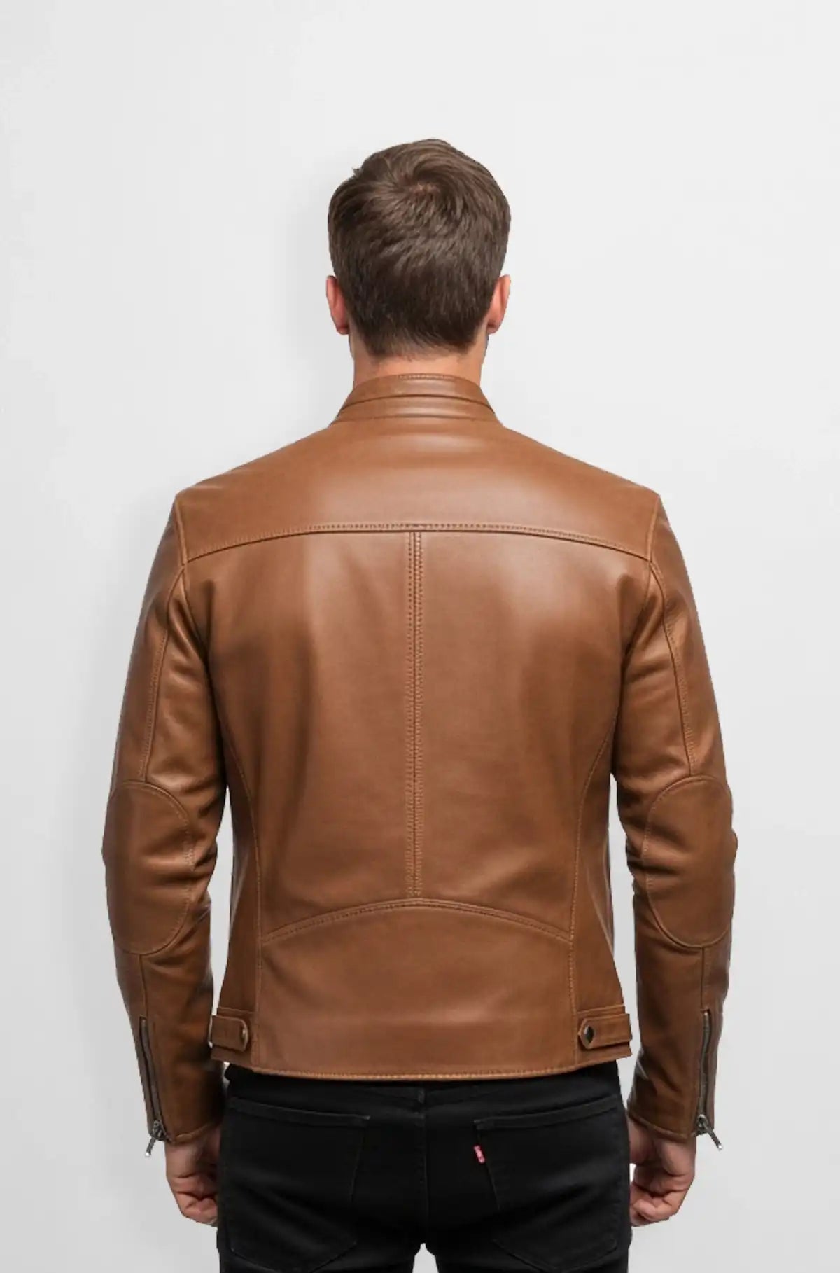 Classic Brown Suede Leather Bomber Jacket Back view