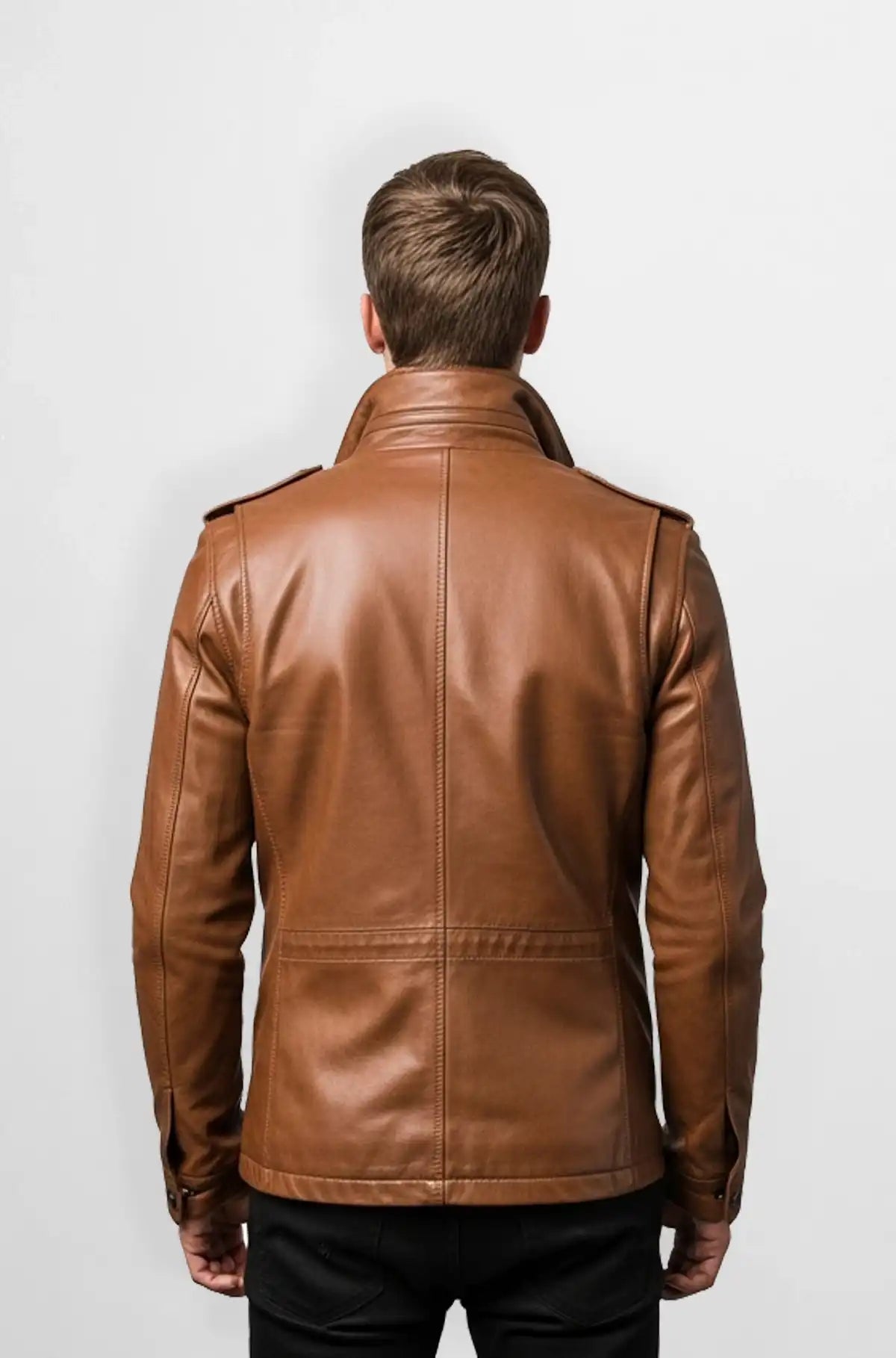 Cognac Brown bomber leather jacket