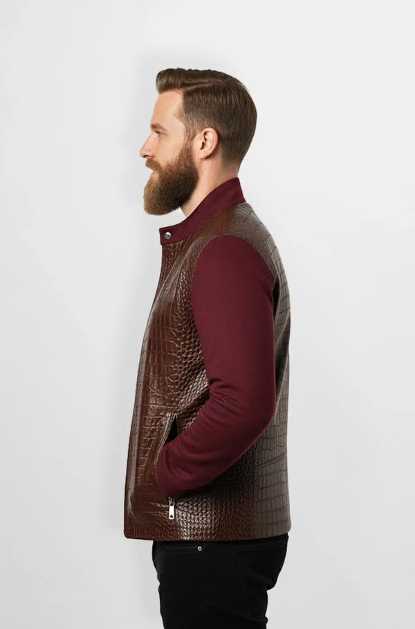Cognac Crest bomber Leather Jacket