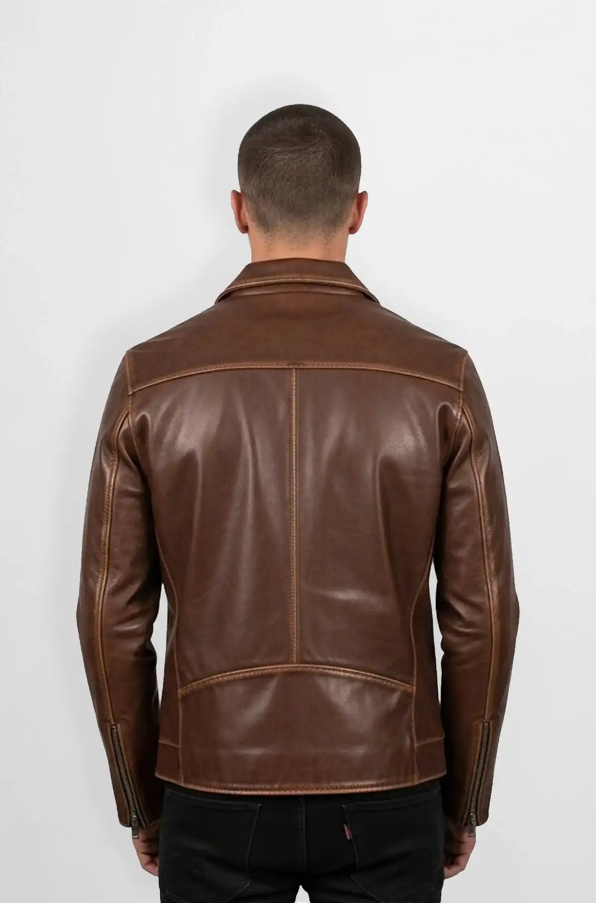 Crunch Brown Leather Bomber Jacket