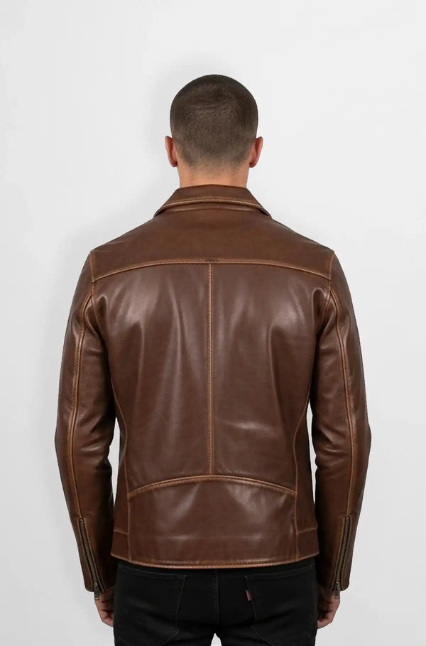 Crunch Brown Leather Bomber Jacket