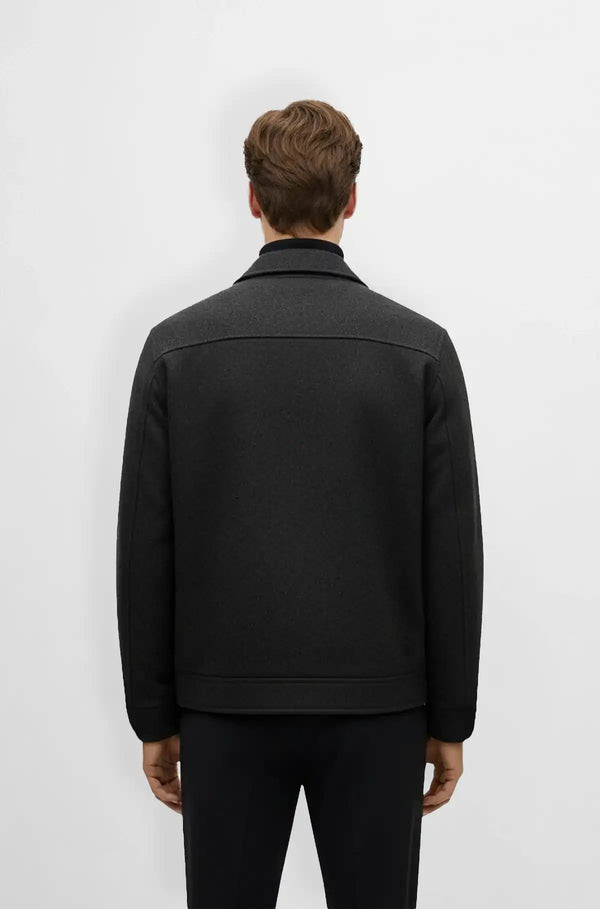 Dark Charcoal Wool Bomber Jacket Back view