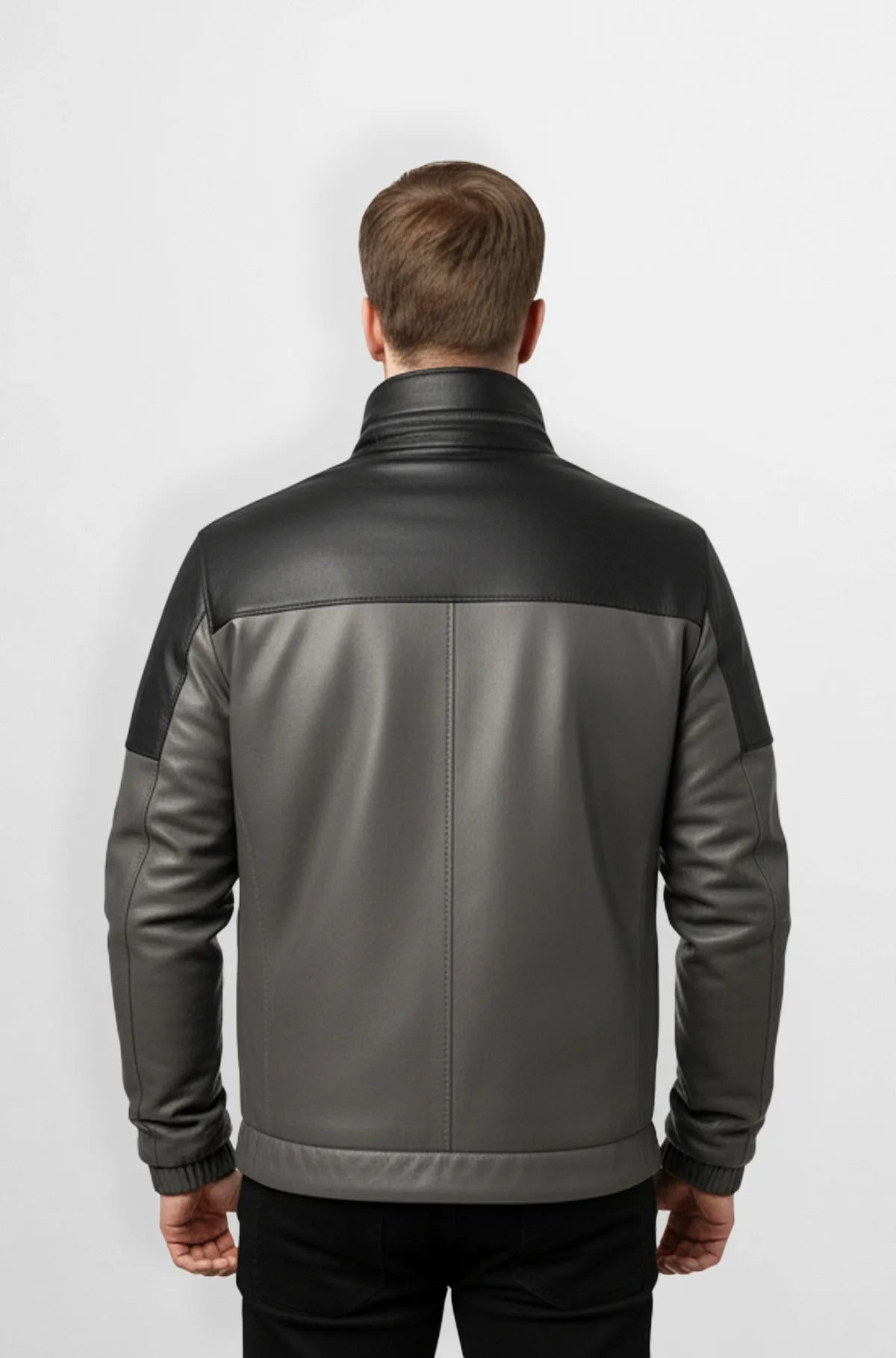 Dark Grey with Black Accents Leather Jacket