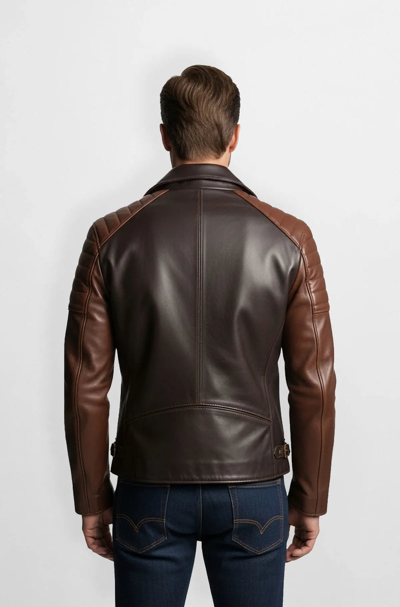 DualForce Brown Biker Jacket Back view