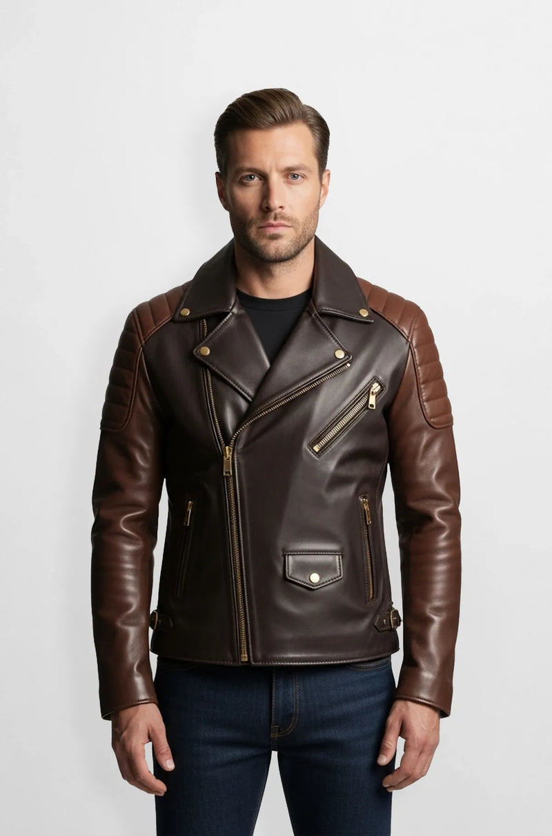 DualForce Brown Biker Jacket Front view
