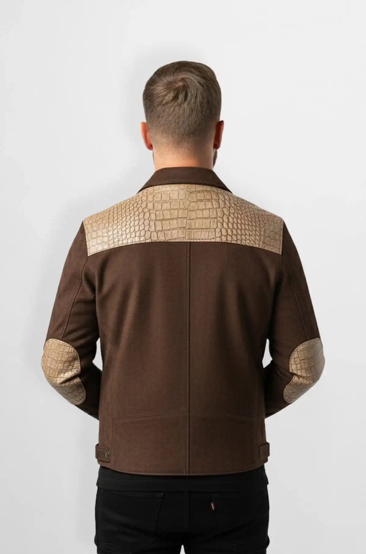 Earthy Brown with Crocodile Embossed Accents
