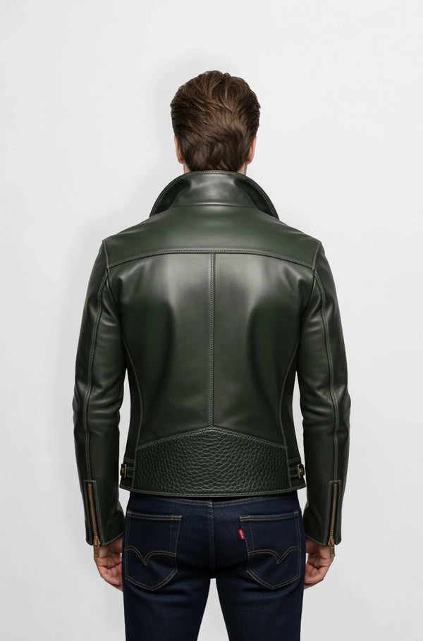 Evergreen Panther Leather Biker Jacket