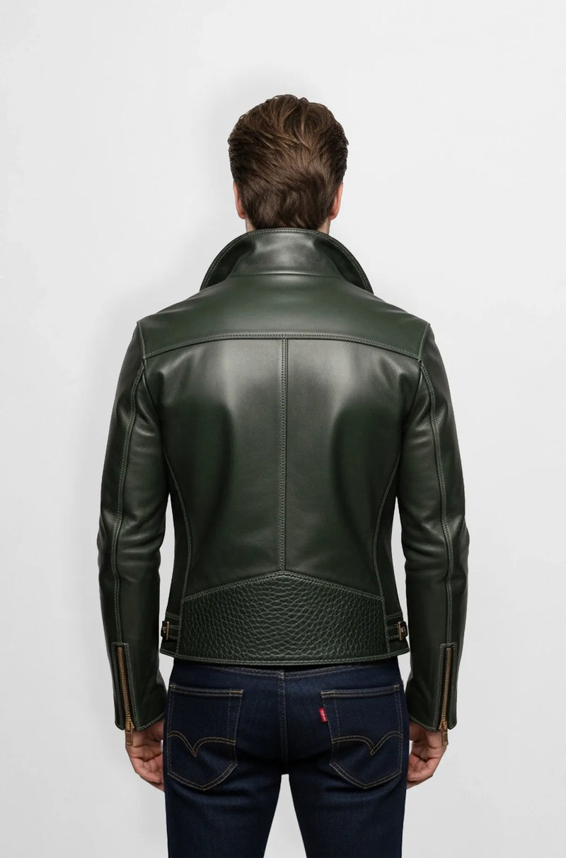 Evergreen Panther Leather Biker Jacket
