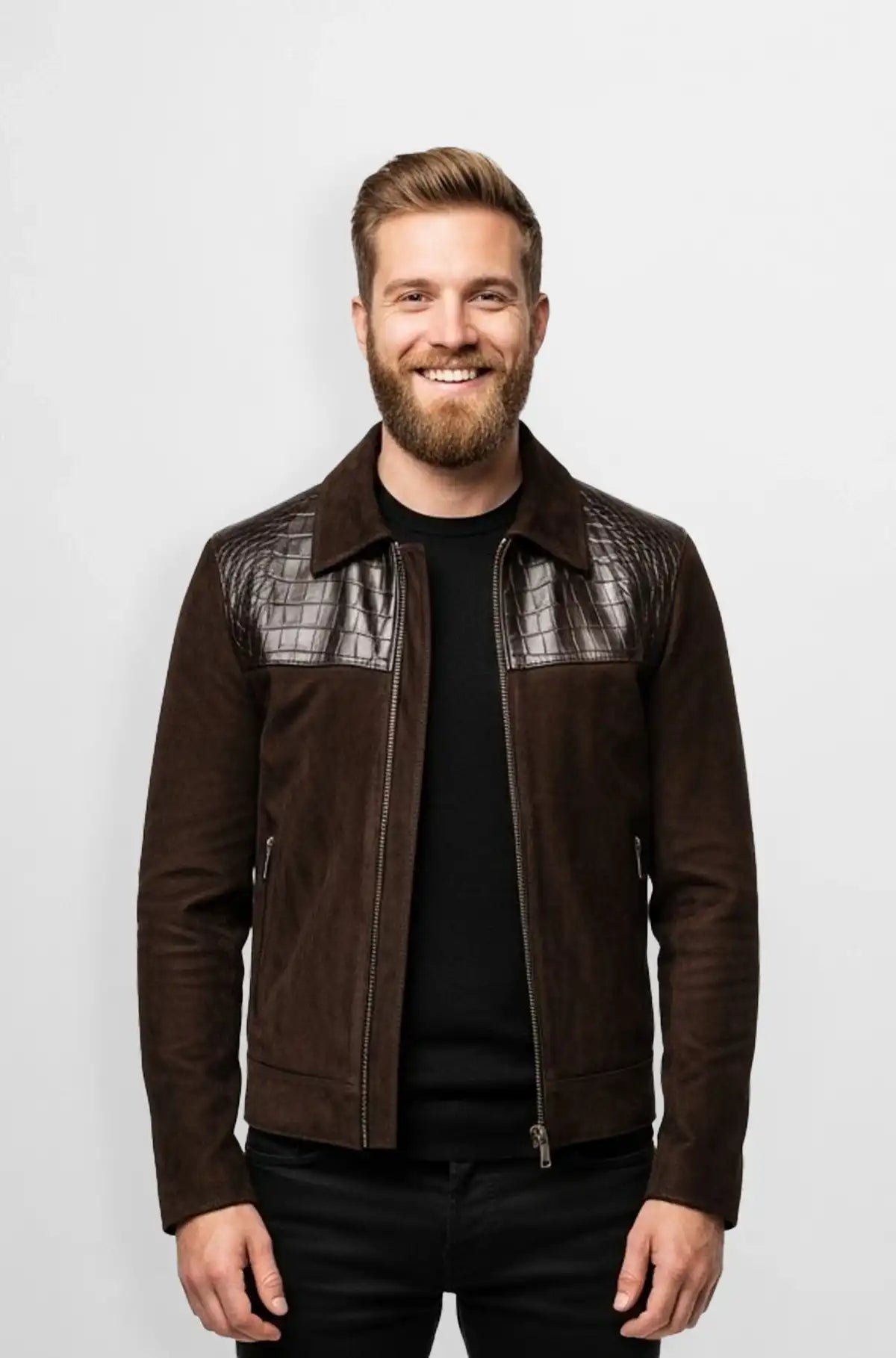 Garrison Luxe Croc Panel Suede Jacket