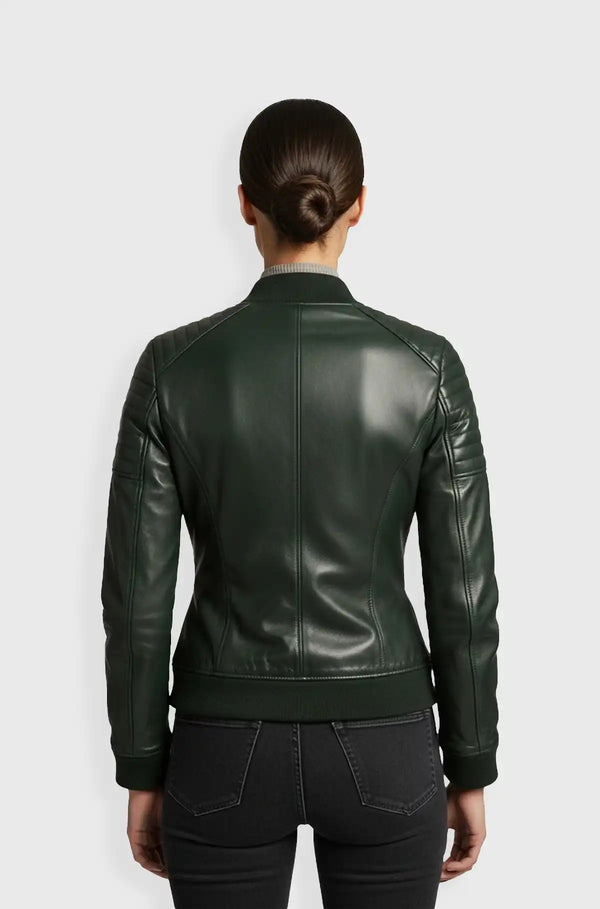 Green Leather Bomber Jacket