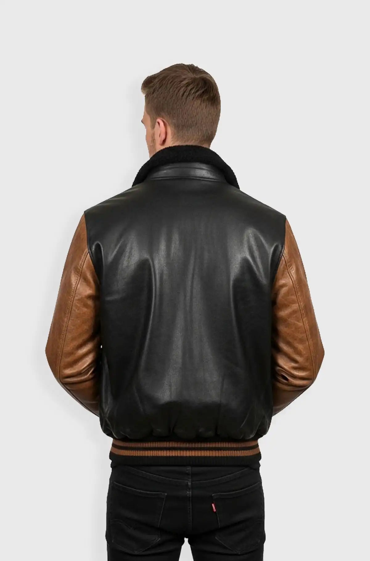 Heritage Luxe Black & Brown Varsity Leather Jacket