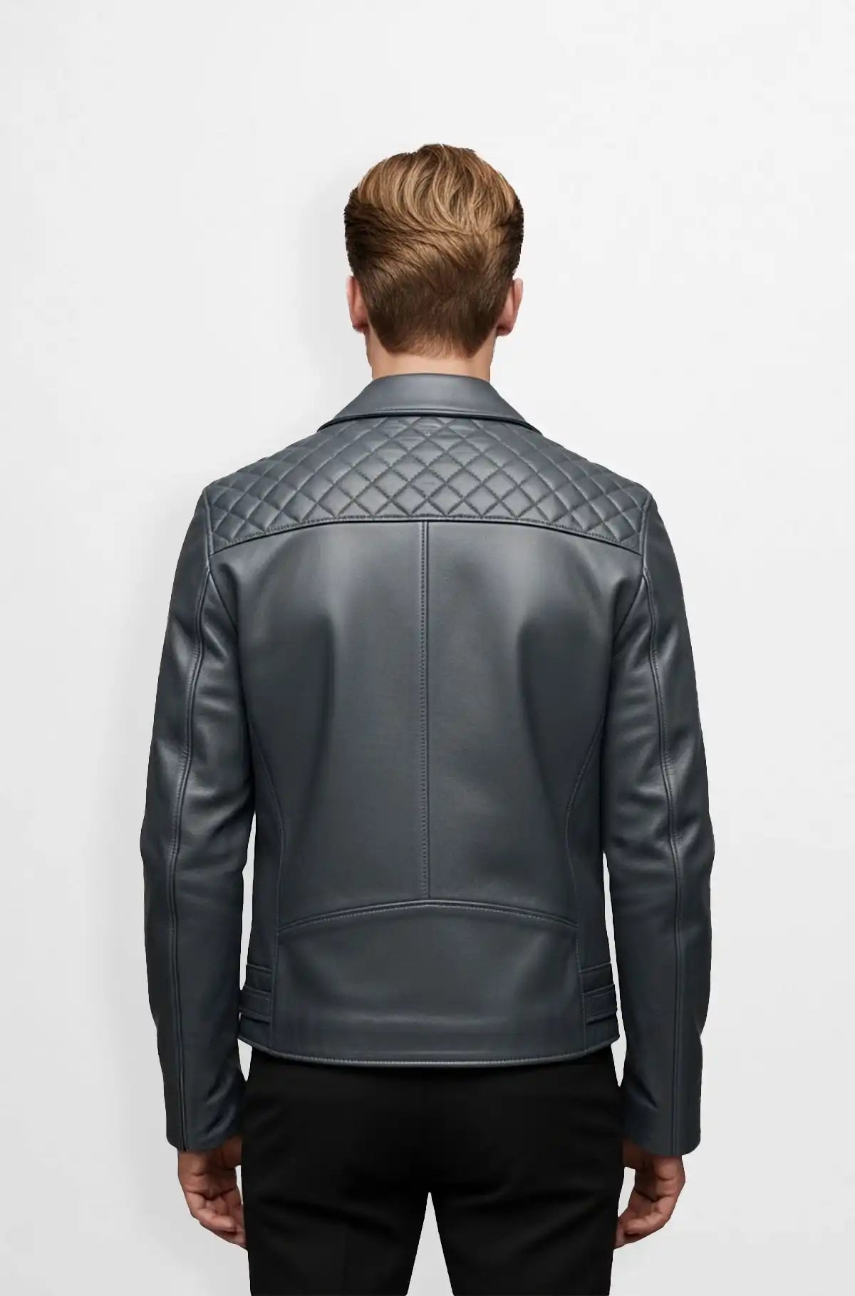 IronCrest Quilted Biker Jacket Back Usa