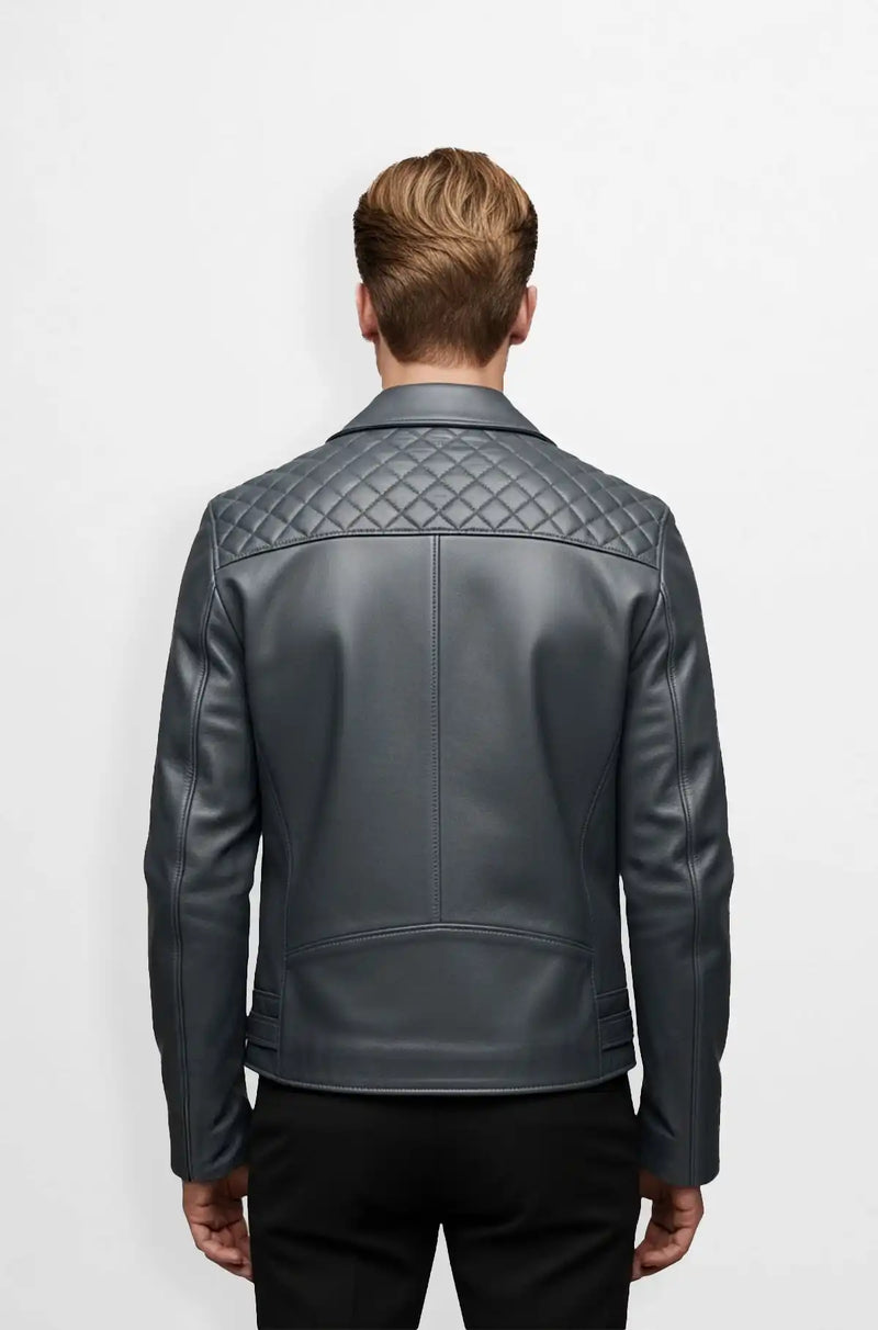IronCrest Quilted Biker Jacket Back Usa