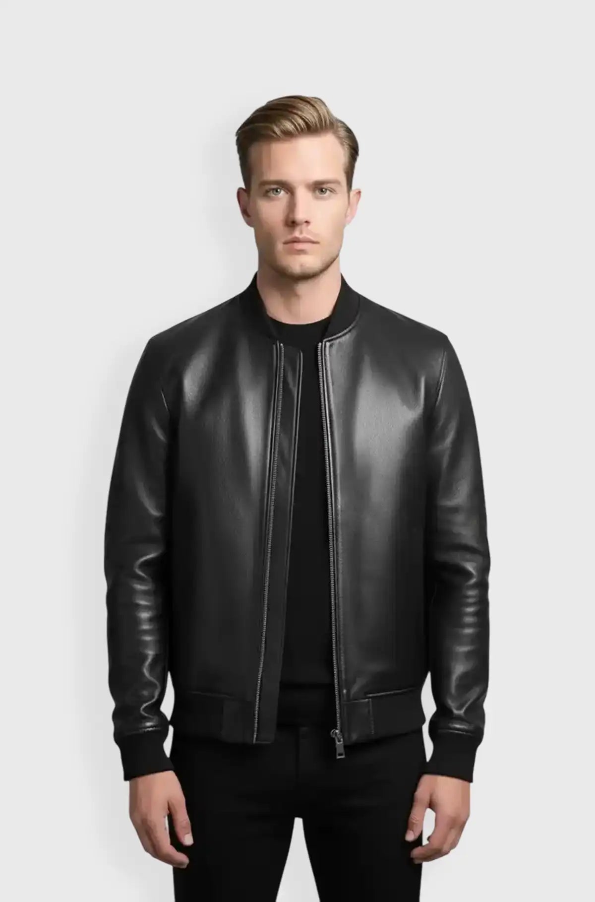 Jet Black Valor Bomber Leather Jacket