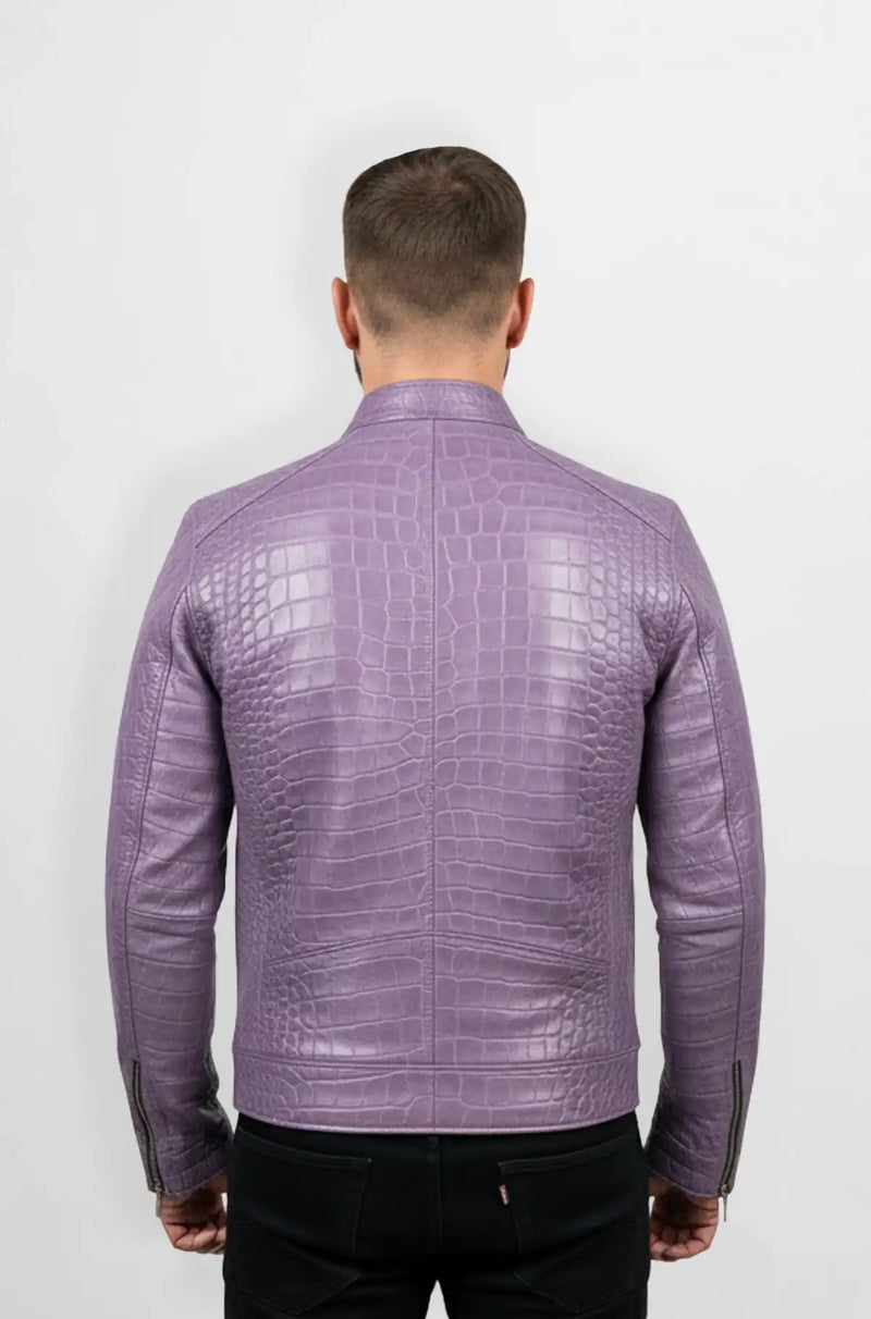 Lavender Crocodile Leather Jacket