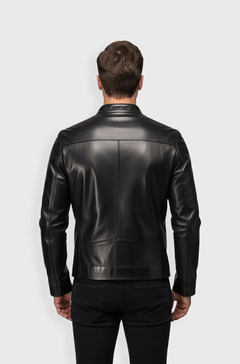 Matte Black Racer Leather Jacket