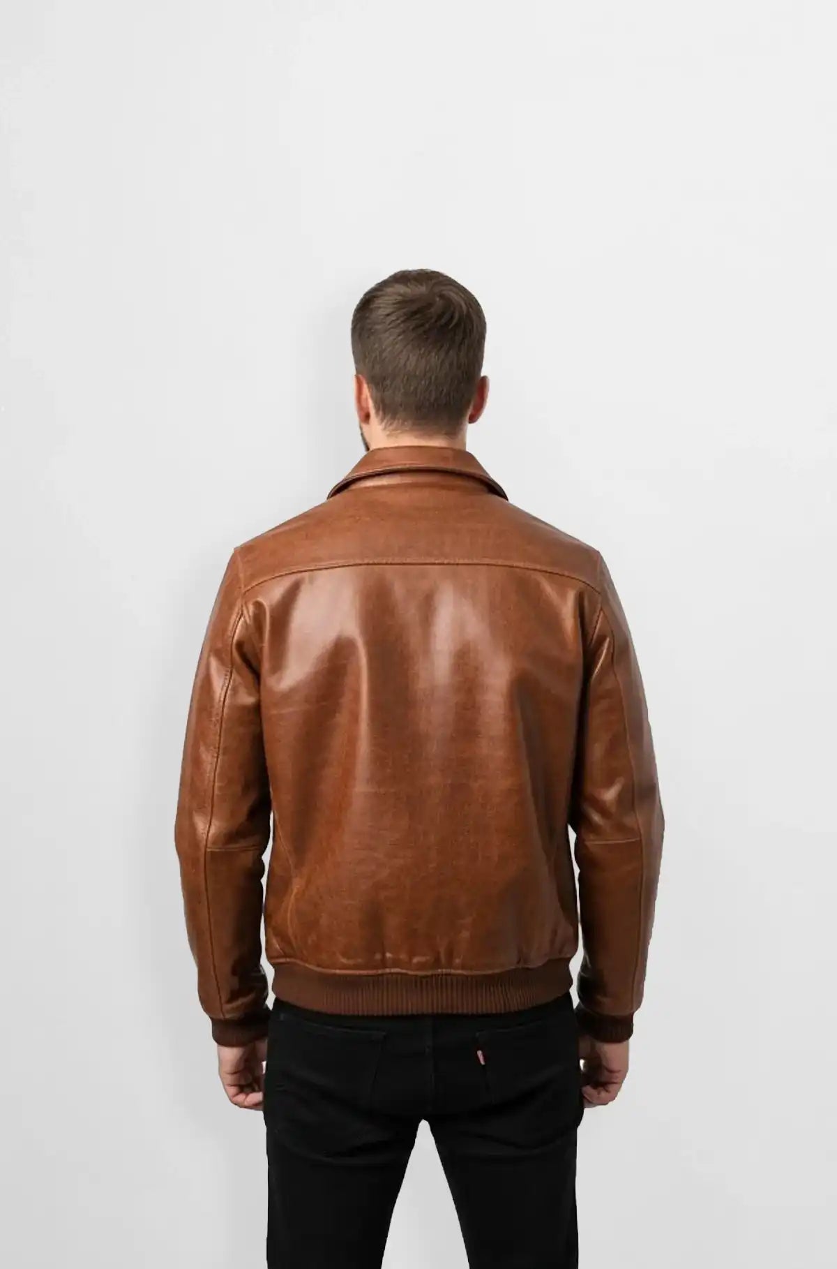 Men's Classic Brown Bomber Leather Jacket