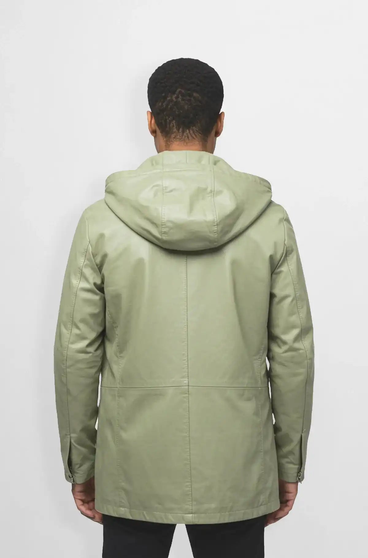 Men's Olive Green Hooded Parka Back view