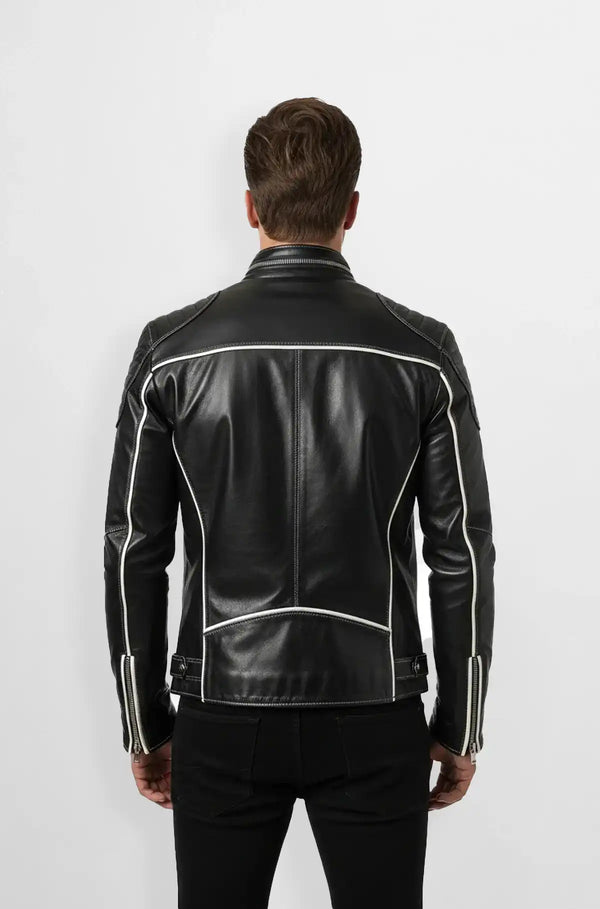 Mens Premium Black Leather Biker Jacket