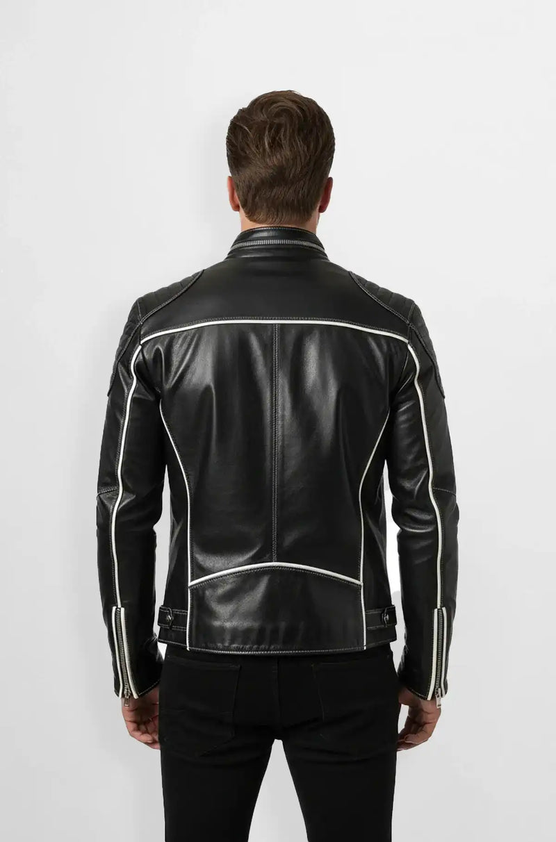 Mens Premium Black Leather Biker Jacket