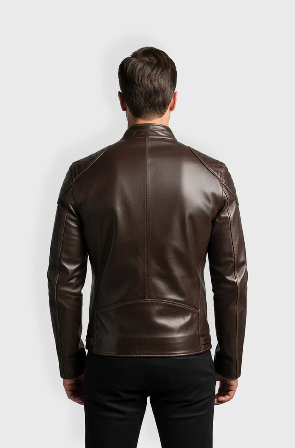 Mens Brown Cocoa Biker Jacket