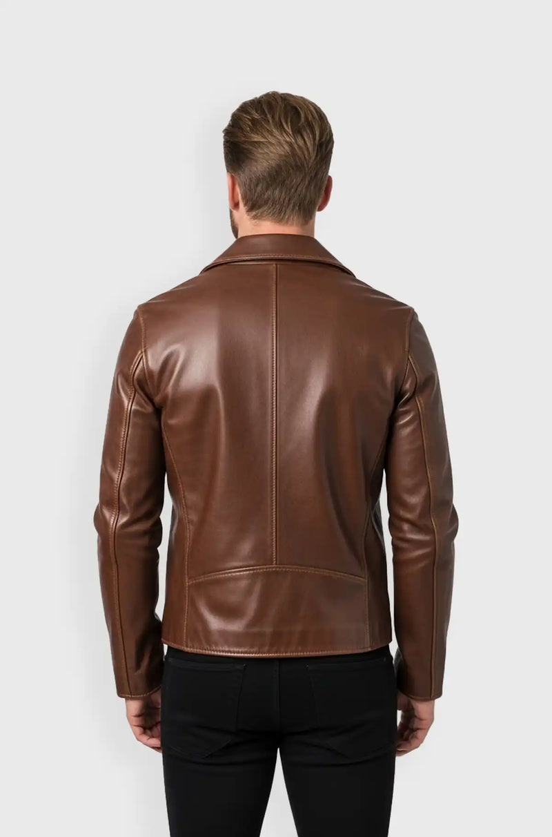 Mens Brown Leather Biker Jacket
