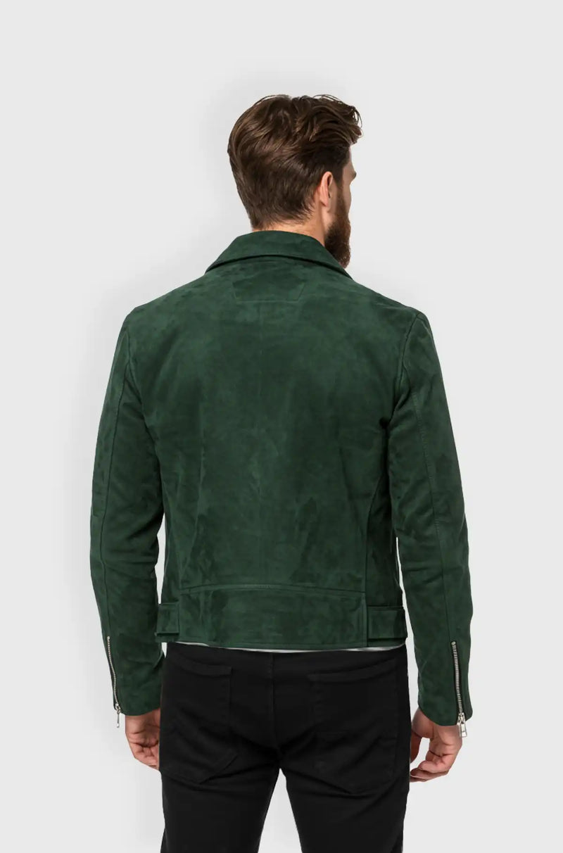 Mens Double Rider Biker Suede Jacket