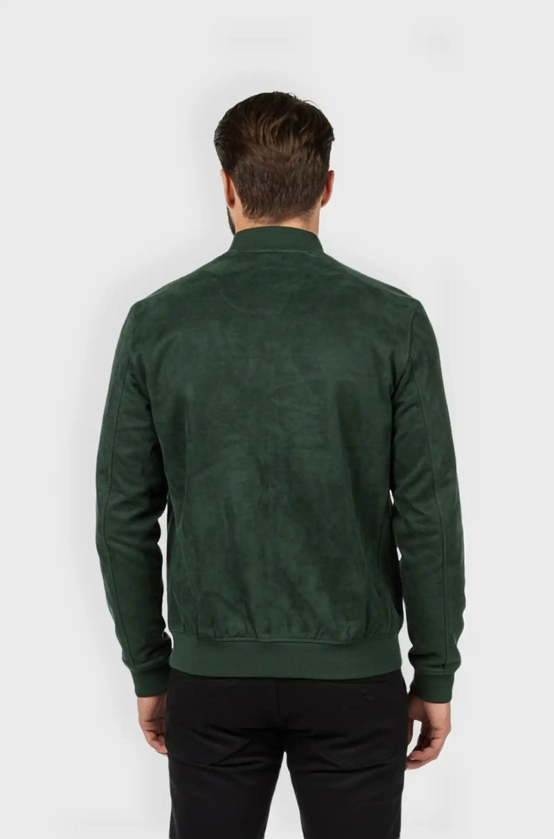 Mens Green Suede Bomber Jacket