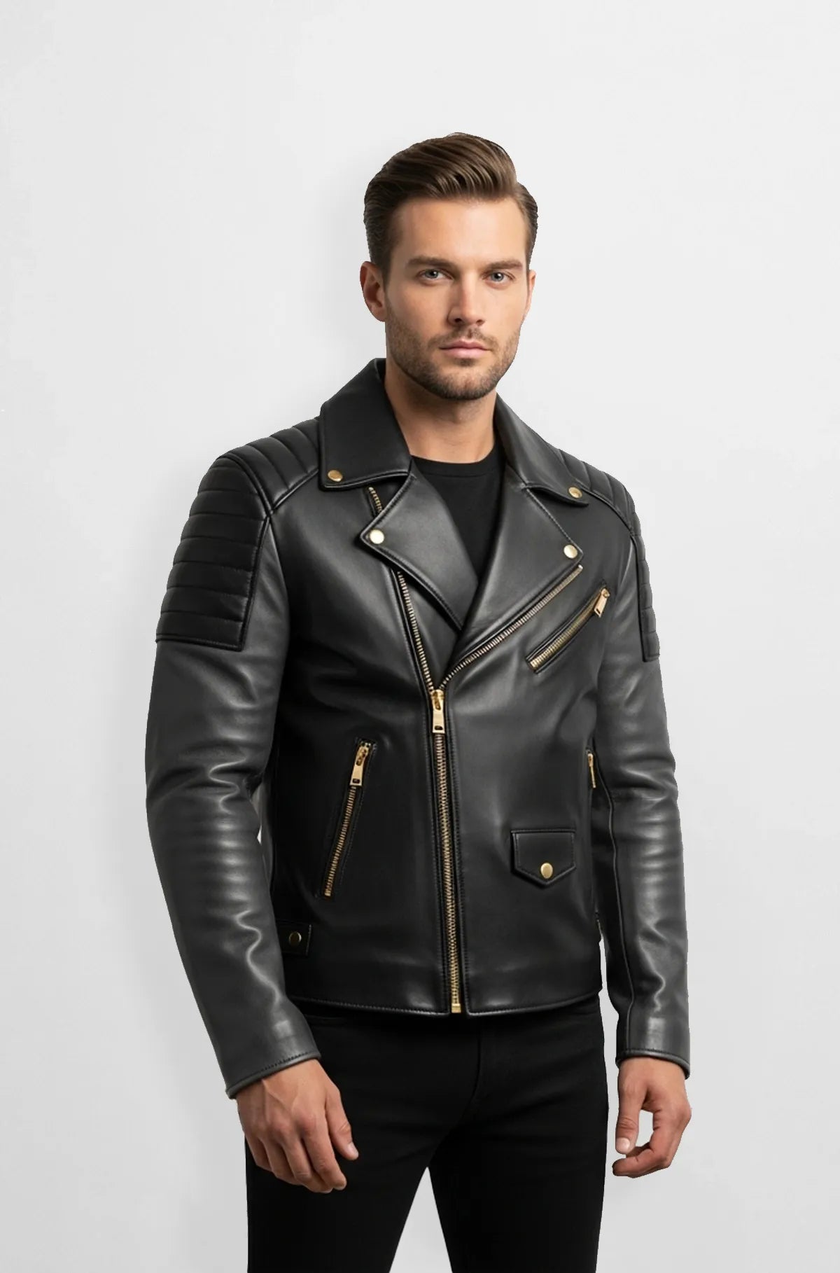 Night Volt Quilted Biker Jacket Front view