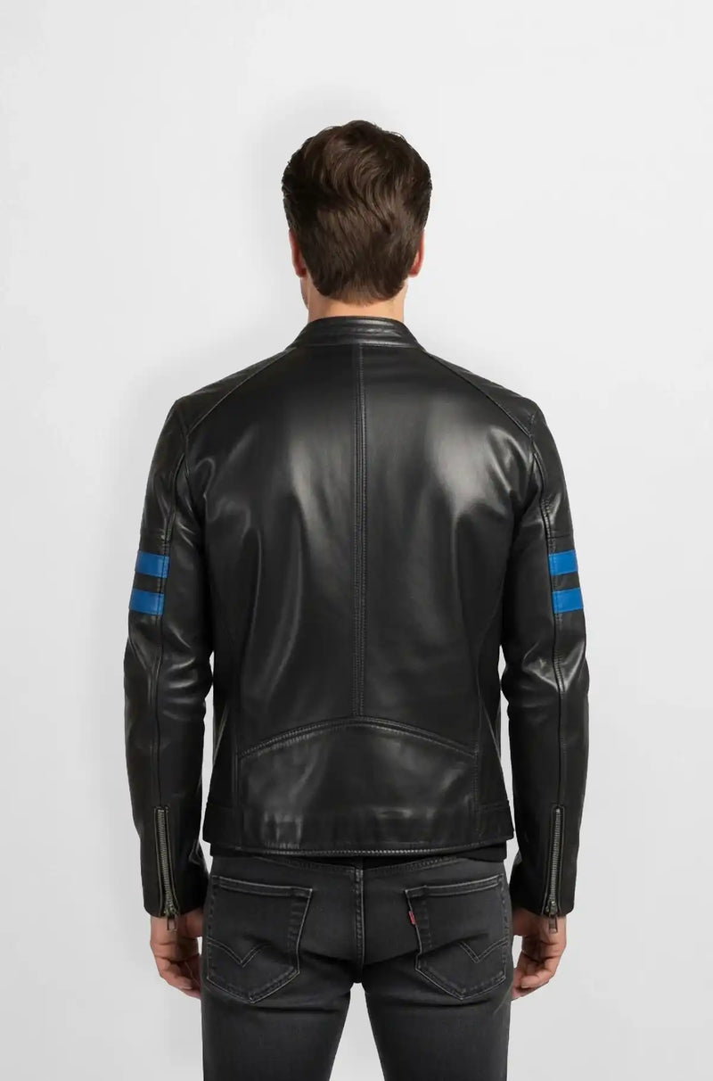 Nightbolt Classic Black Racer Leather Jacket back view