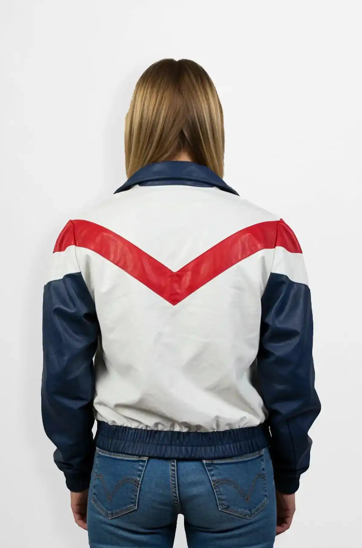 Off White Retro Bomber Leather Jacket Back view