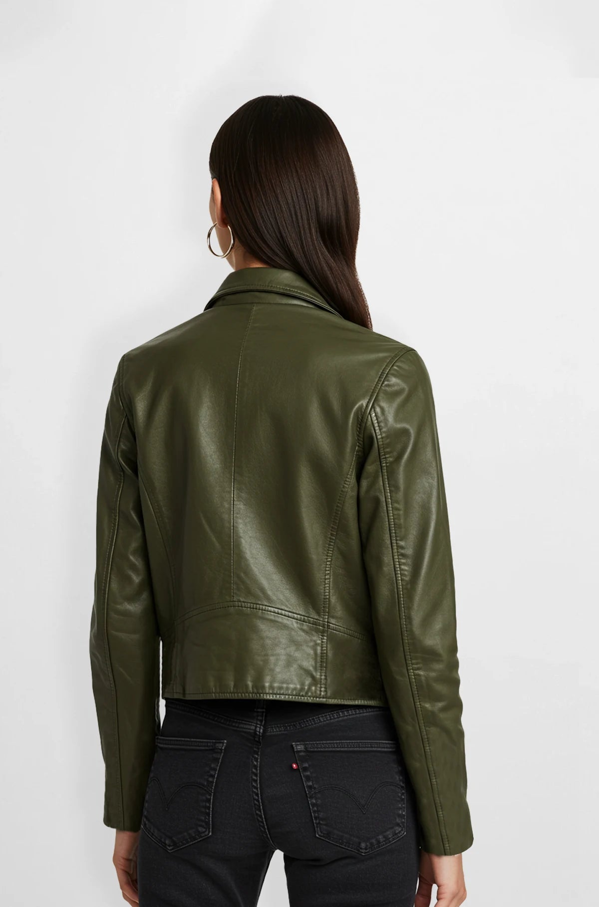 Olive Green Moto Leather Jacket