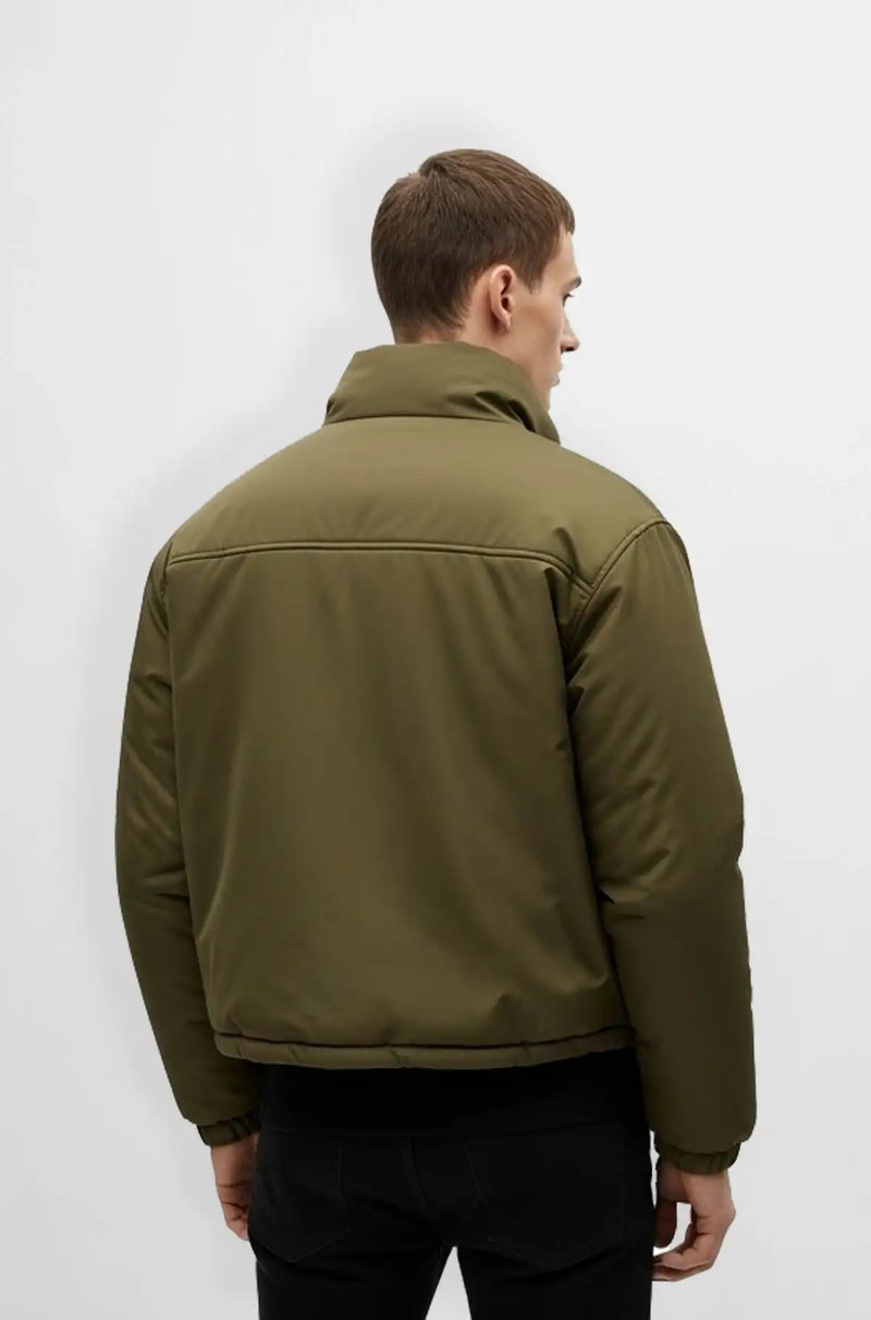 Olive Green Puffer Jacket Back view