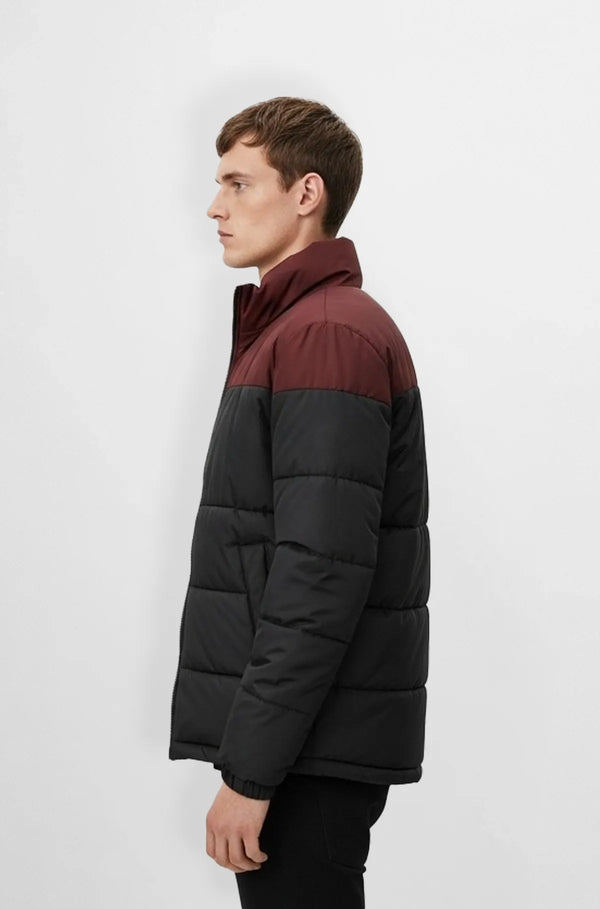 Power Warm Black and Maroon Leather Jacket